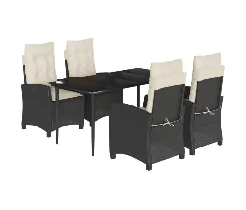 5-Daļīgs Dārza Mēbeļu Komplekts, Matrači, Melna Pe  Rotangpalma Vidaxl