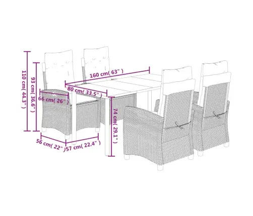 Sodo Komplektas Su Pagalvėlėmis, 5 Dalių, Juodas, Poliratanas