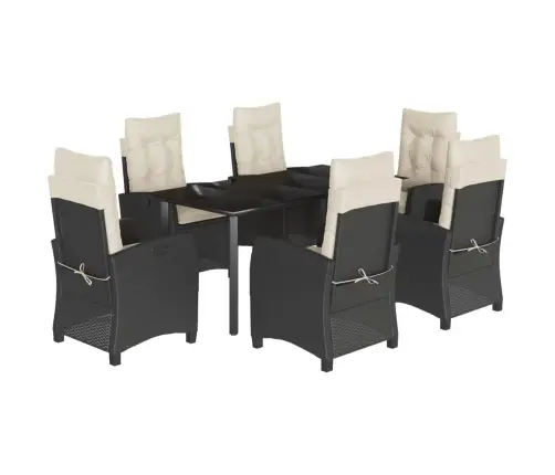 7-Osaline Aiamööblikomplekt Patjadega, Must, Polürotang