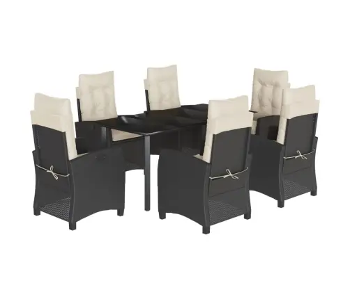 7-Osaline Aiamööblikomplekt Patjadega, Must, Polürotang