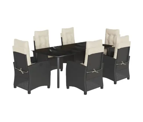 7-Osaline Aiamööblikomplekt Patjadega, Must, Polürotang
