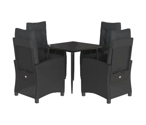 5-Osaline Aiamööbli Komplekt Patjadega, Must, Polürotang