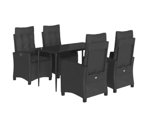 Sodo Komplektas Su Pagalvėlėmis, 5 Dalių, Juodas, Poliratanas