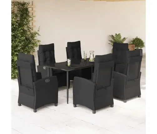 Sodo Komplektas Su Pagalvėlėmis, 7 Dalių, Juodas, Poliratanas