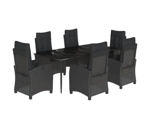 7-Osaline Aiamööblikomplekt Patjadega, Must, Polürotang