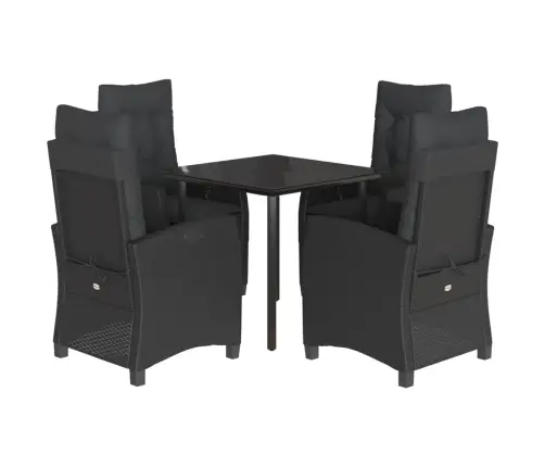 5-Daļīgs Dārza Mēbeļu Komplekts, Matrači, Melna Pe  Rotangpalma Vidaxl