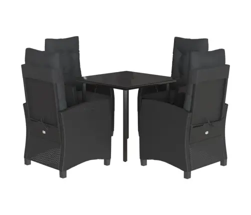 5-Osaline Aiamööbli Komplekt Patjadega, Must, Polürotang