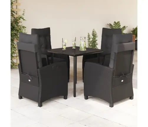 5-Osaline Aiamööbli Komplekt Patjadega, Must, Polürotang