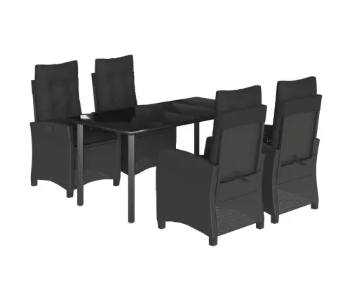 5-Daļīgs Dārza Mēbeļu Komplekts, Matrači, Melna Pe  Rotangpalma Vidaxl