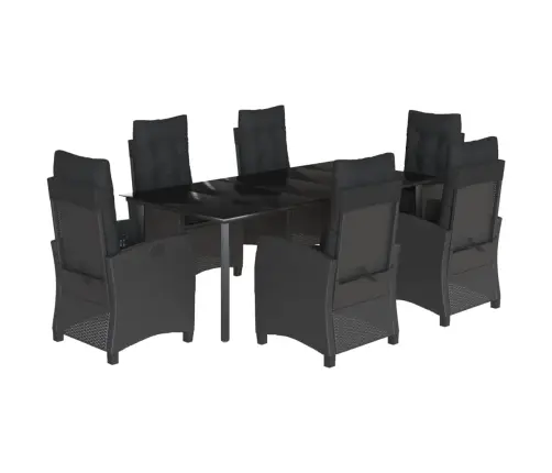 7-Osaline Aiamööblikomplekt Patjadega, Must, Polürotang