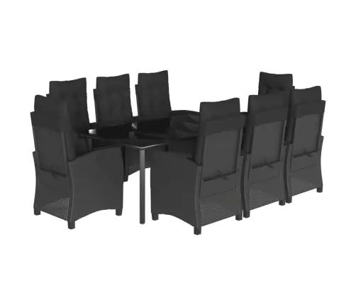 9-Osaline Aiamööbli Komplekt Patjadega, Must, Polürotang