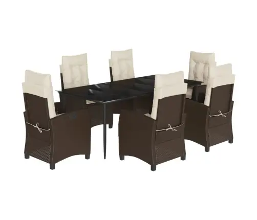 7-Daļīgs Dārza Mēbeļu Komplekts, Matrači, Brūna Pe Rotangpalma Vidaxl