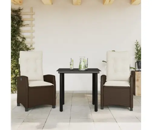 3-Daļīgs Dārza Mēbeļu Komplekts, Matrači, Brūna Pe Rotangpalma Vidaxl