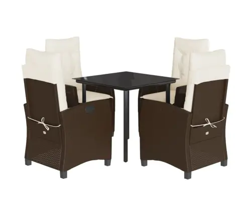 5-Osaline Aia Söögimööbli Komplekt Patjadega, Pruun, Polürotang