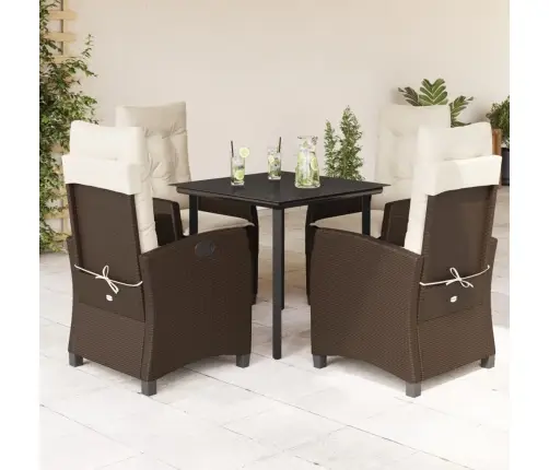 5-Osaline Aia Söögimööbli Komplekt Patjadega, Pruun, Polürotang