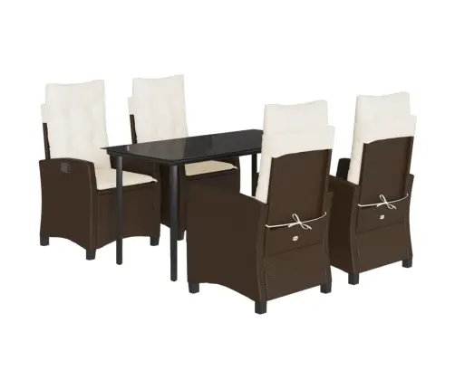 5-Osaline Aia Söögimööbli Komplekt Patjadega, Pruun, Polürotang