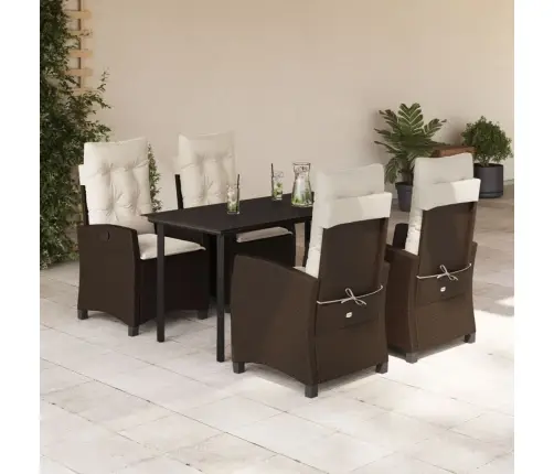 5-Osaline Aia Söögimööbli Komplekt Patjadega, Pruun, Polürotang