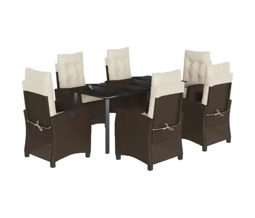 7-Daļīgs Dārza Mēbeļu Komplekts, Matrači, Brūna Pe Rotangpalma Vidaxl