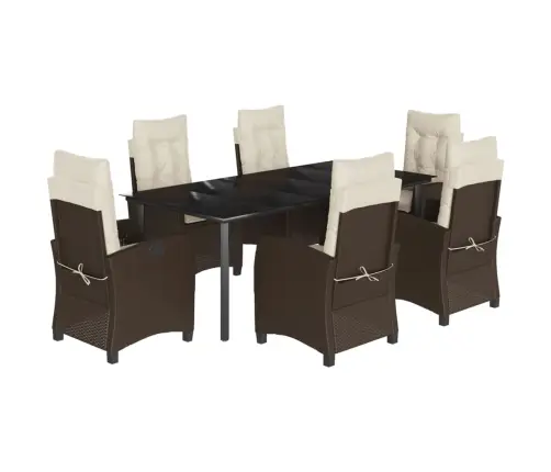 7-Daļīgs Dārza Mēbeļu Komplekts, Matrači, Brūna Pe Rotangpalma Vidaxl