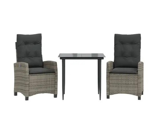 3-Daļīgs Dārza Mēbeļu Komplekts, Matrači, Pelēka Pe Rotangpalma Vidaxl