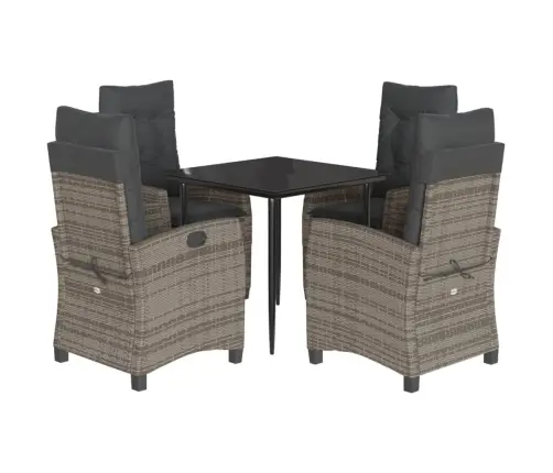 Sodo Komplektas Su Pagalvėlėmis, 5 Dalių, Pilkas, Poliratanas