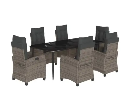 Sodo Komplektas Su Pagalvėlėmis, 7 Dalių, Pilkas, Poliratanas