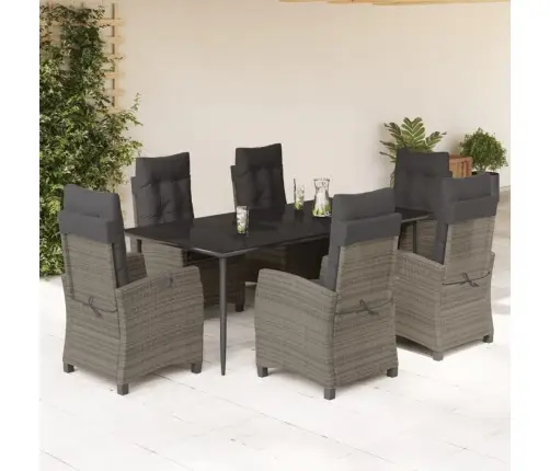 Sodo Komplektas Su Pagalvėlėmis, 7 Dalių, Pilkas, Poliratanas