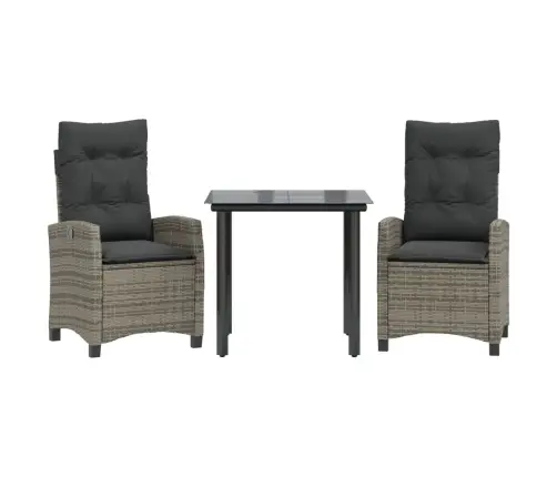 3-Daļīgs Dārza Mēbeļu Komplekts, Matrači, Pelēka Pe Rotangpalma Vidaxl