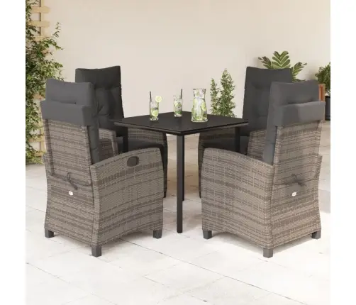 Sodo Komplektas Su Pagalvėlėmis, 5 Dalių, Pilkas, Poliratanas