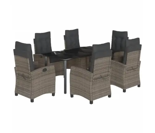 7-Daļīgs Dārza Mēbeļu Komplekts, Matrači, Pelēka Pe Rotangpalma Vidaxl