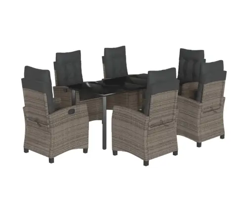 7-Daļīgs Dārza Mēbeļu Komplekts, Matrači, Pelēka Pe Rotangpalma Vidaxl