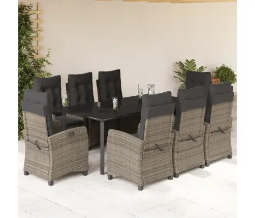 9-Daļīgs Dārza Mēbeļu Komplekts Ar Matračiem, Pe Rotangpalma Vidaxl