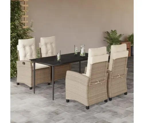 5-Osaline Aiamööbli Komplekt Patjadega, Beež, Polürotang