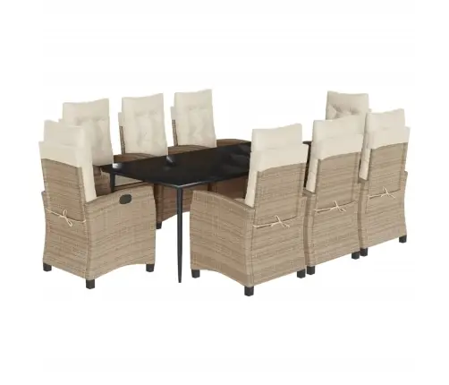 9-Daļīgs Virtuves Mēbeļu Komplekts Ar Matračiem, Pe Rotangpalma Vidaxl