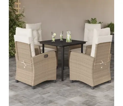 5-Osaline Aiamööbli Komplekt Patjadega, Beež, Polürotang