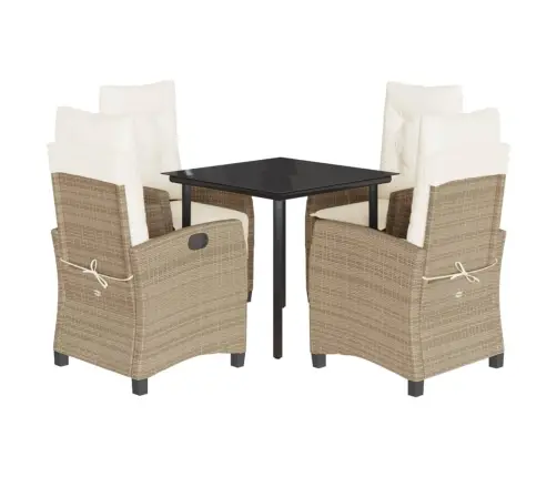 Sodo Komplektas Su Pagalvėlėmis, 5 Dalių, Smėlio, Poliratanas