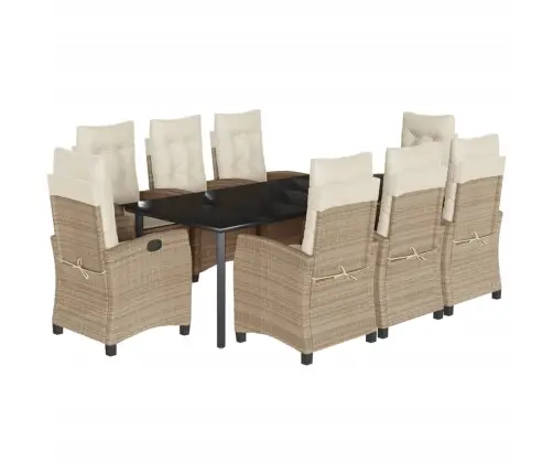 9-Daļīgs Virtuves Mēbeļu Komplekts Ar Matračiem, Pe Rotangpalma Vidaxl