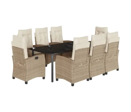 9-Osaline Aiamööbli Komplekt Patjadega, Beež, Polürotang