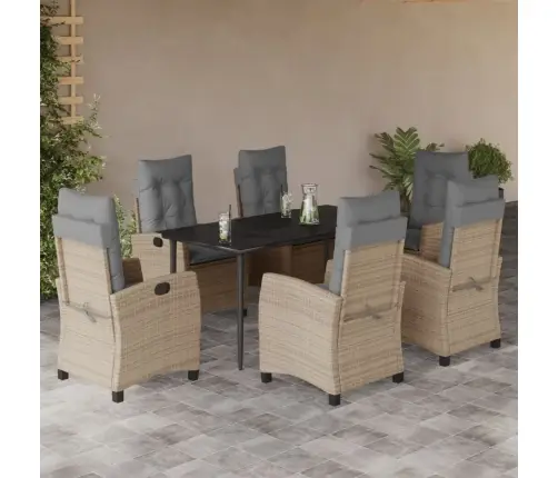 7-Daļīgs Virtuves Mēbeļu Komplekts Ar Matračiem,Pe Rotangpalma Vidaxl