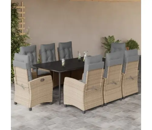 9-Daļīgs Virtuves Mēbeļu Komplekts Ar Matračiem, Pe Rotangpalma Vidaxl