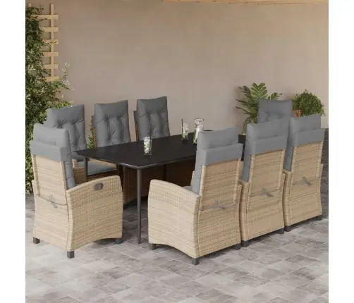 9-Daļīgs Virtuves Mēbeļu Komplekts Ar Matračiem, Pe Rotangpalma Vidaxl