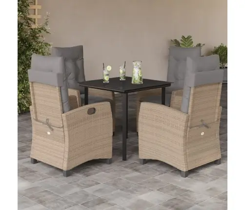 5-Daļīgs Dārza Mēbeļu Komplekts Ar Matračiem, Pe Rotangpalma Vidaxl