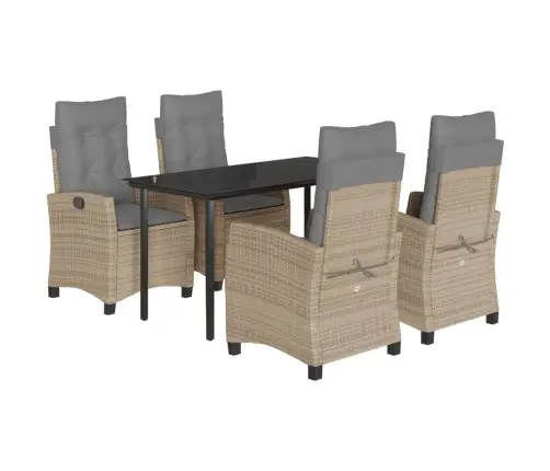 5-Daļīgs Dārza Mēbeļu Komplekts Ar Matračiem, Pe Rotangpalma Vidaxl