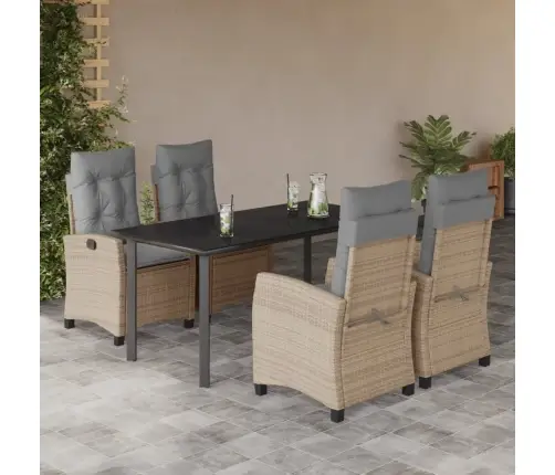 5-Daļīgs Dārza Mēbeļu Komplekts Ar Matračiem, Pe Rotangpalma Vidaxl