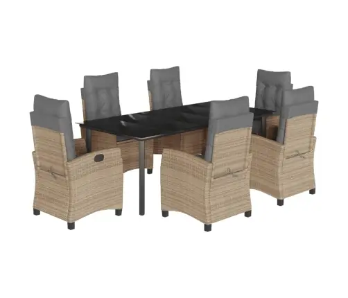 7-Osaline Aia Söögimööbli Komplekt Patjadega, Beežid Toonid