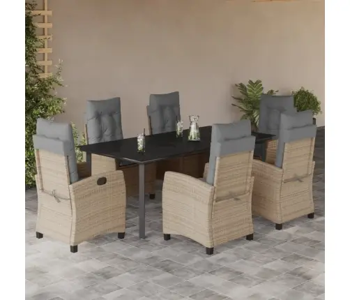 7-Osaline Aia Söögimööbli Komplekt Patjadega, Beežid Toonid