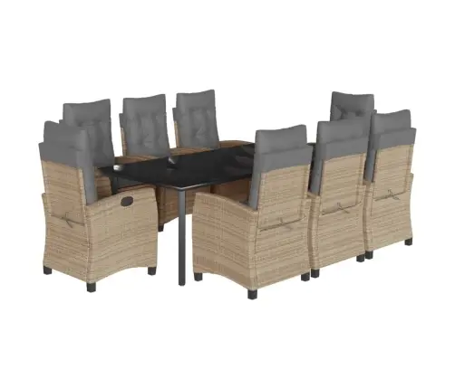 9-Osaline Aia Söögimööbli Komplekt Patjadega, Beežid Toonid
