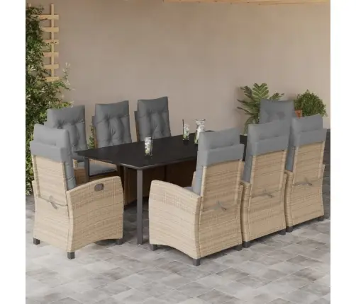 9-Osaline Aia Söögimööbli Komplekt Patjadega, Beežid Toonid