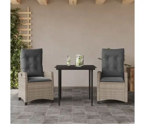 Sodo Komplektas Su Pagalvėlėmis, 3 Dalių, Pilkas, Poliratanas