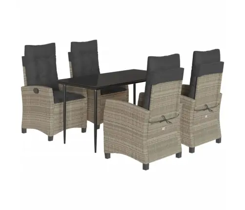 5-Osaline Aiamööbli Komplekt Patjadega, Helehall, Polürotang